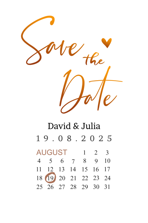 Stilvolle save-the-date Karte mit herzchen