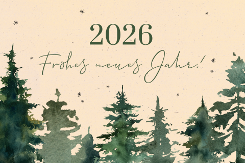 Neujahrskarten mit Nadelwald