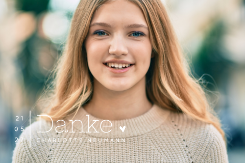 Minimalistische Dankeskarte zur Firmung mit goldener Taube