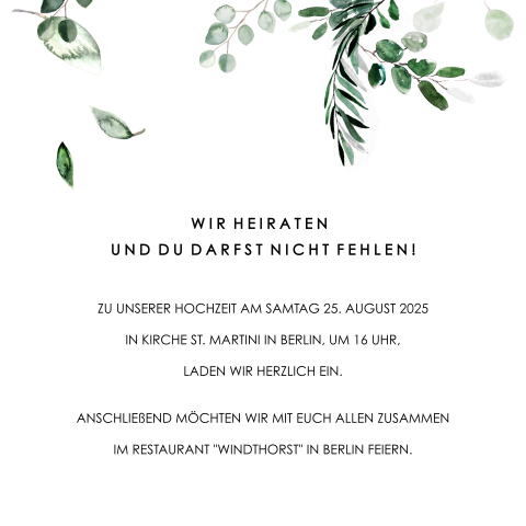 Einlegeblatt mit Eukalyptuszweigen