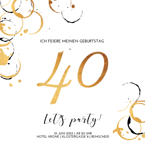 Elegante Einladung zum 40. Geburtstag