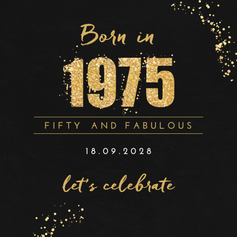 Fifty and Fabulous Einladung in Schwarz und Gold