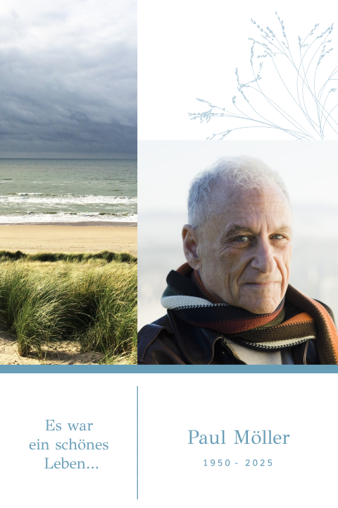 Trauerkarte mit Foto und Meer
