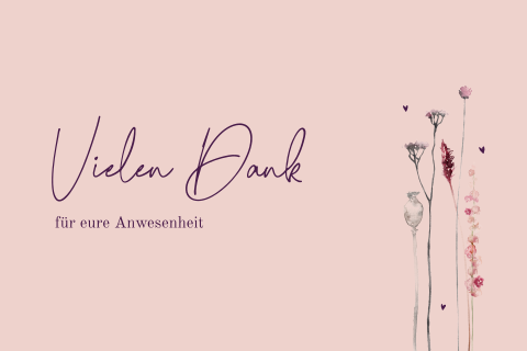 Hübsche Dankeskarte mit Aquarell Blumen