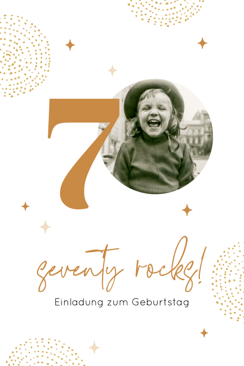 Hippe doppelseitige Einladung zum 70 Geburtstag mit Foto