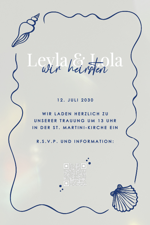 Acrylglas-Hochzeitseinladung in nautischem Design mit blauen Akzenten
