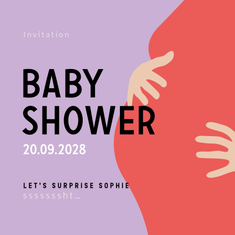 Fröhliche Einladung zur Babyshower im Color-Blocking Stil