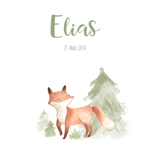 Niedliche Babykarte mit Fuchs