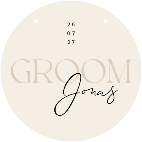Runde Stuhldekoration für Hochzeit in eleganten Farben "Groom"