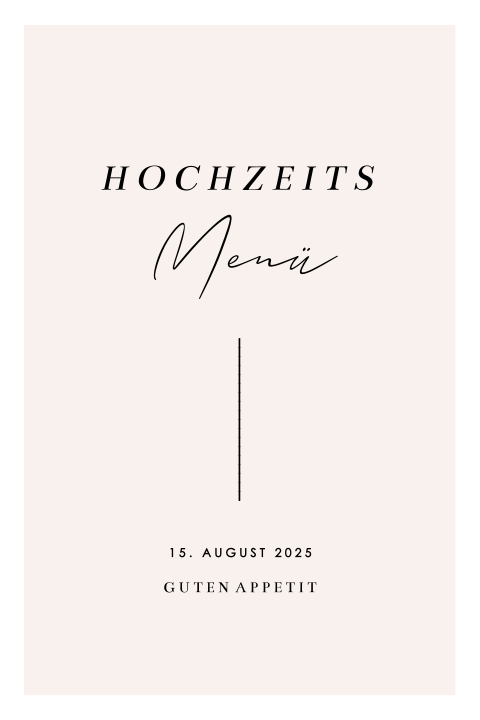 Moderne Menükarte in Rosa und Schwarz