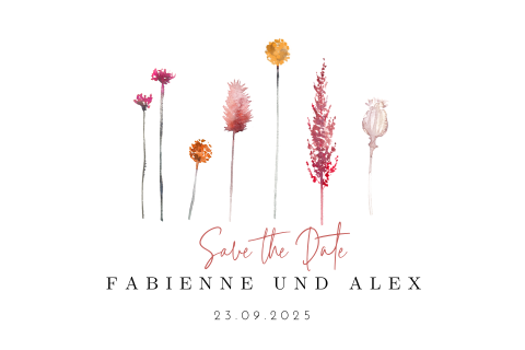Schöne Save the Date Karte mit bunten Blüten
