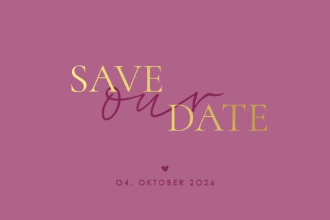 Stilvolle Save our Date-Karte im Berry-Farbton