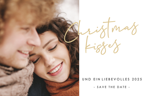 Weihnachtliche Save the Date-Karte "Christmas Kisses" mit Foto