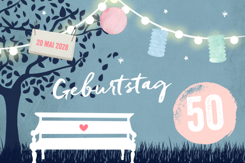 Geburtstagseinladung zum 50. mit Lichterkette
