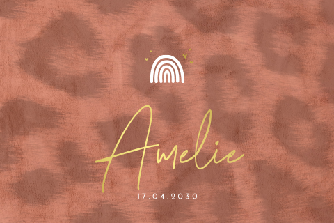 Dankeskarte zur Geburt mit coolem Animal Print und Goldfolie