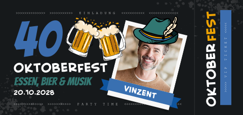 Einladung Geburtstag mit Motto Oktoberfest und Bierkrügen als Motiv