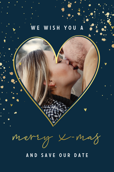 Weihnachtliche Save the Date Karte mit Herz und Foto