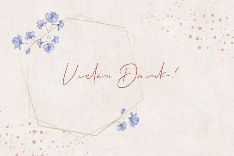 Botanische Danksagungskarte mit gezeichneten Blumen