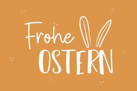 Osterkarte mit Text und Osterhasennohren