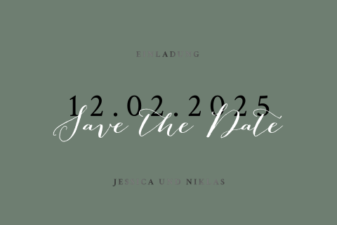 Dezente Save the date Karte in Grün mit Silberfolie