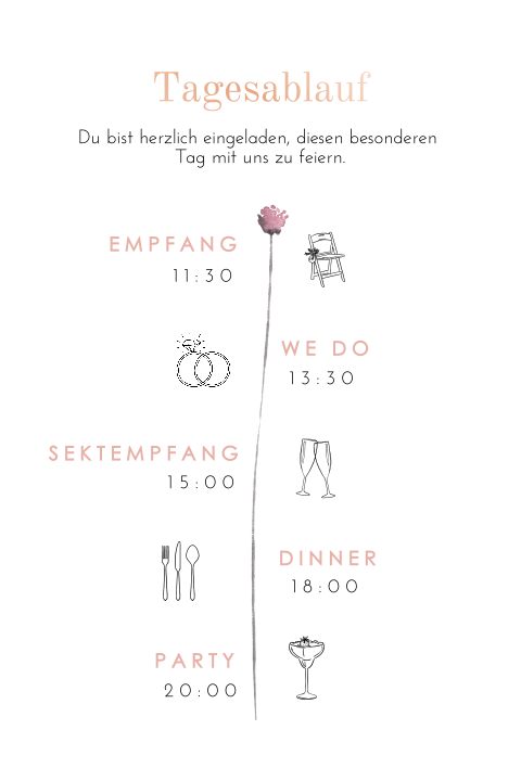 Tagesablauf für die Hochzeit mit Trockenblumen