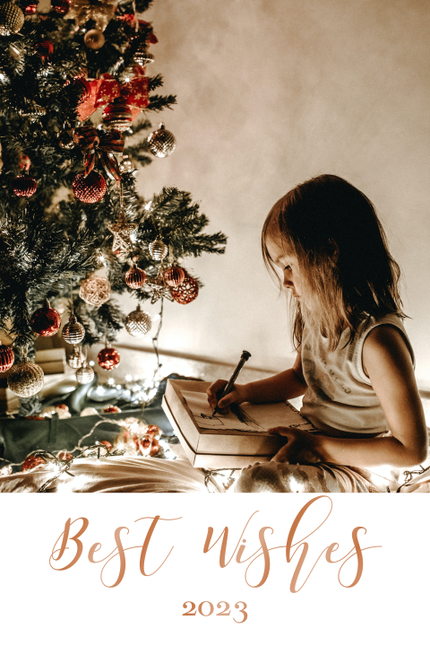 Weihnachtskarte mit toller Hochglanz-Schrift und großem Foto