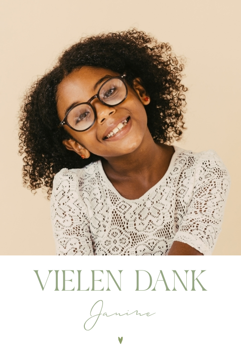 Dankeskarte Jugendweihe mit großem Foto und eleganter Schrift