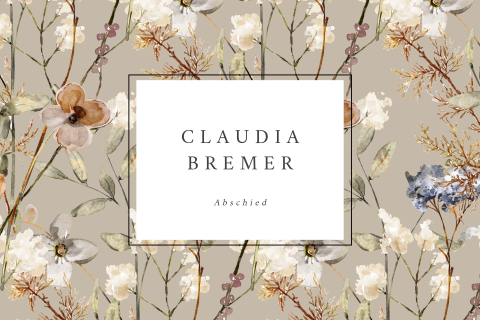 Trauerkarte mit Kader und Blumen