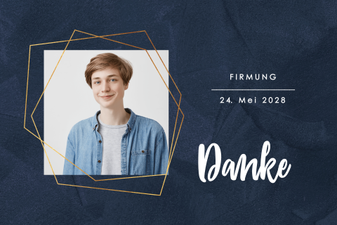 Dankeskarte zur Firmung mit Foto und Velvet-Look Hintergrund