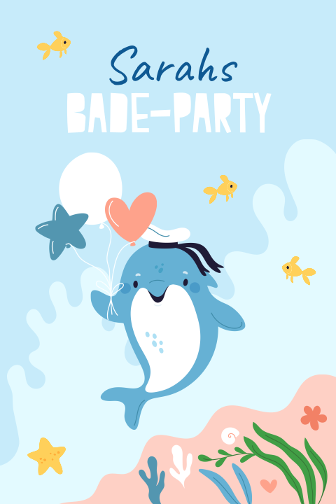 Einladung zum Kindergeburtstag mit Delfin-Motto