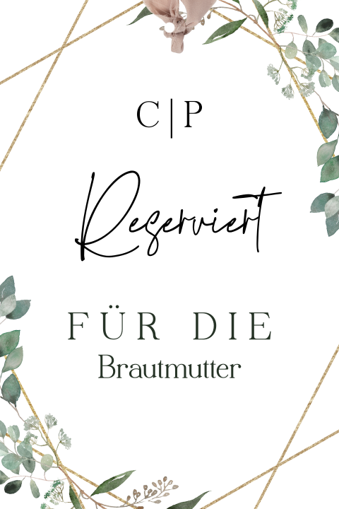 Stuhldekoration mit Eukalyptus Zweigen "Reserviert"