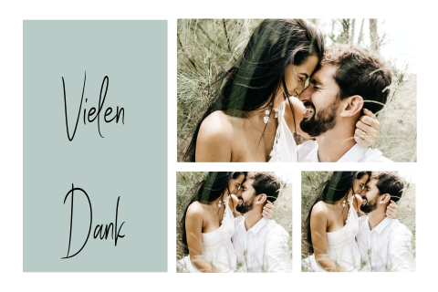 Dankeskarte Hochzeit mit 3 Fotos
