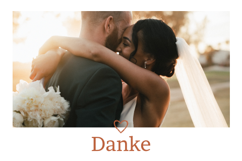 Dankeskarte mit Foto und Herz in Rostbraun