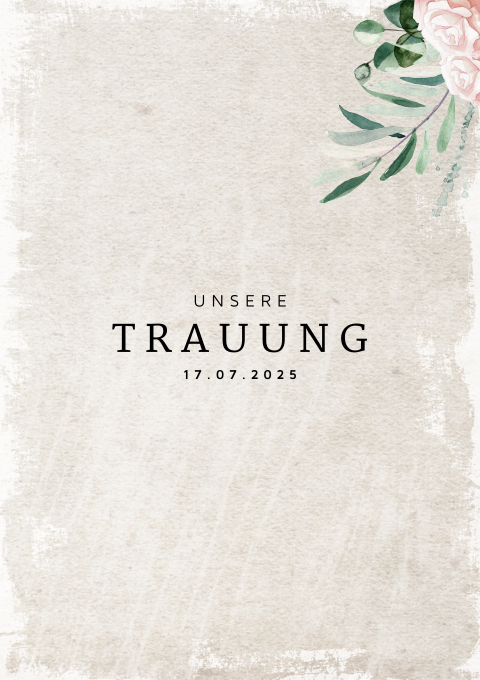Vintage Kirchenheft Umschlag für die Hochzeitszeremonie mit dezenten Blumen