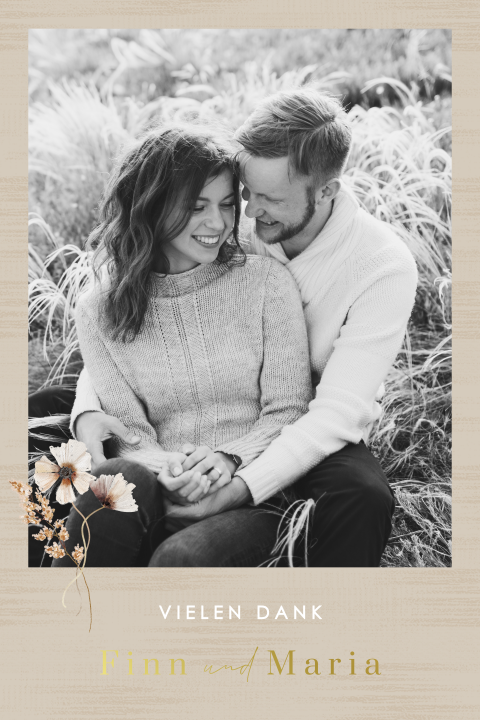 Dankeskarte zur Hochzeit mit Foto und Goldfolie