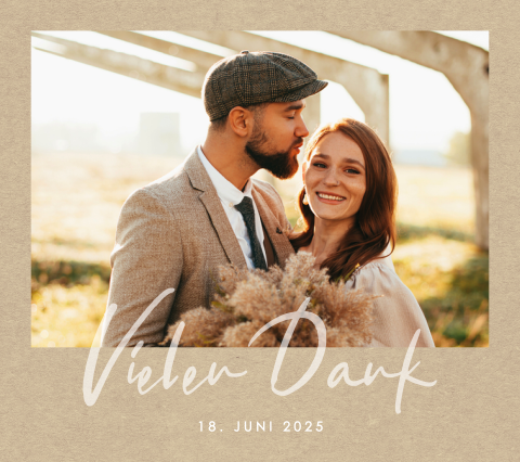 Dankeskarte mit Foto, Kraft-look und Roségoldfolie