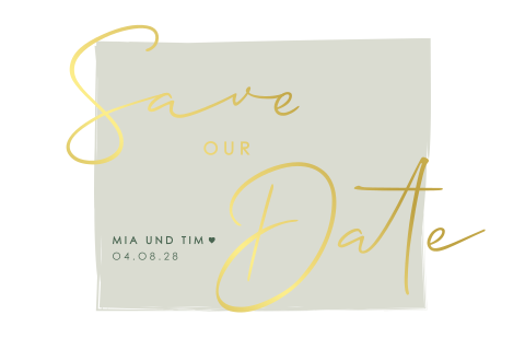 Minimalistische Save the Date Karte mit Rahmen und Herzen