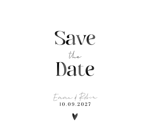 Save the Date Karte mit modernem Schwarz-Weiß Look
