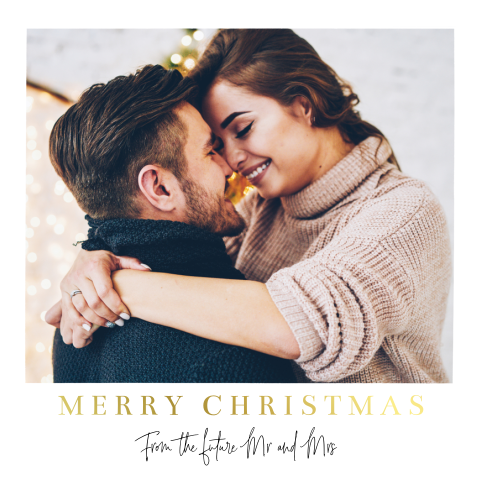 Quadratische weihnachtliche Save the Date-Karte mit Goldfolie