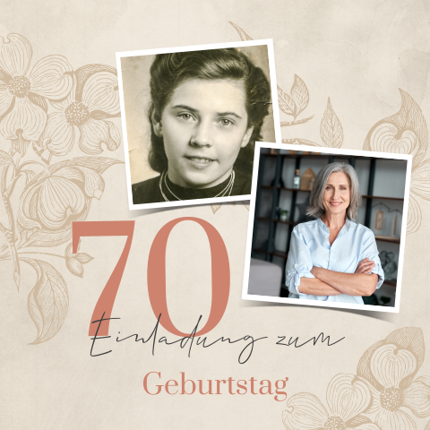 Nostalgische Geburtstageinladung zum 70sten mit Foto