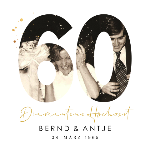Moderne Einladung zur diamantenen Hochzeit mit Foto in 60