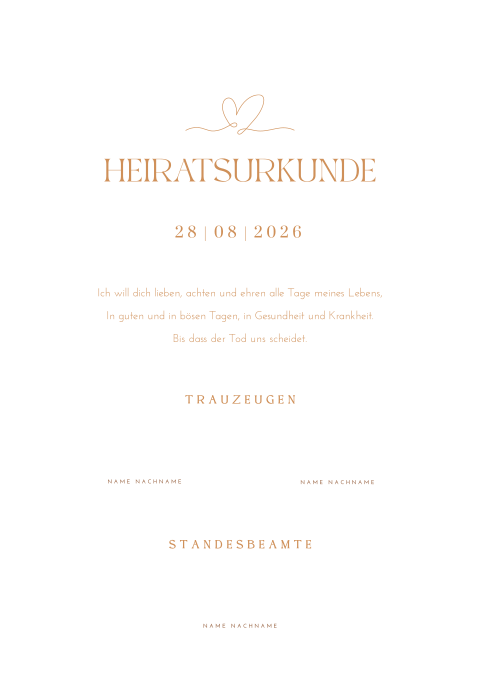 Romantische Heiratsurkunde mit Herz im On-Line Drawing Stil