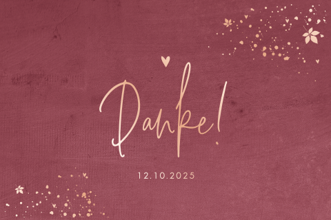 Schicke Dankeskarte in Samtoptik und Roségoldfolie