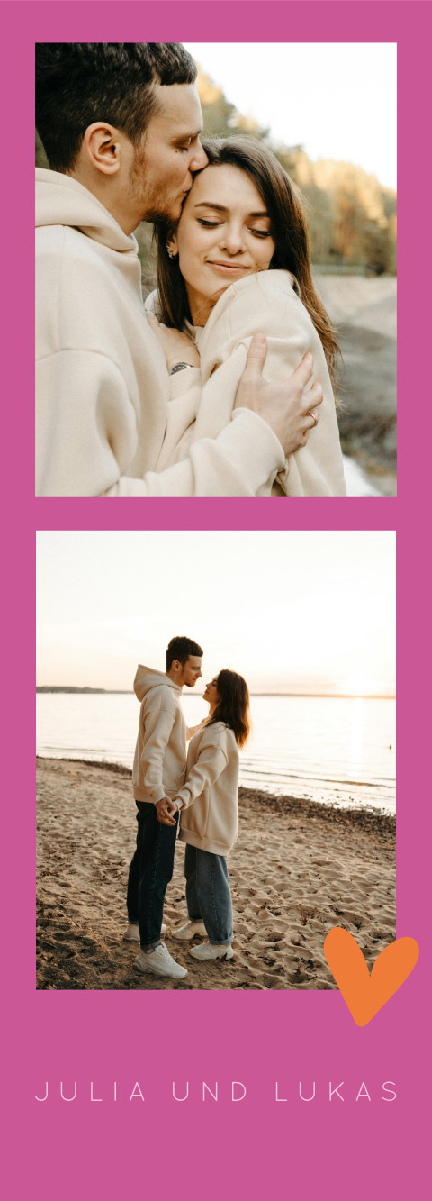 Fotostreifen zur Hochzeitseinladung in Rosa mit weiteren Informationen | Set von 3 Stück