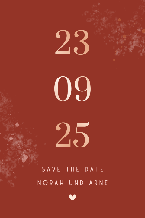 Save the Date Karte mit Roségoldfolie und Rosa-Tönen