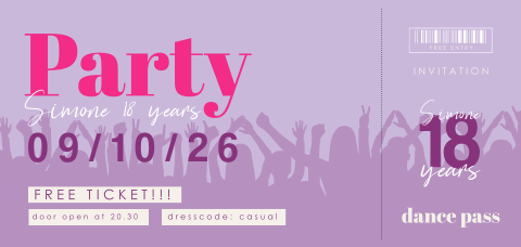 Coole Birthdayparty-Einladung in Ticketform