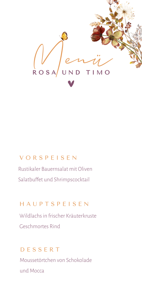 Herbstliche Menükarte im Hochformat
