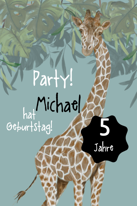 Einladung zum Kindergeburtstag mit Giraffe