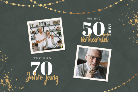 Doppelparty-Einladung 50 Jahre Verheiratet-70. Geburtstag mit Fotos
