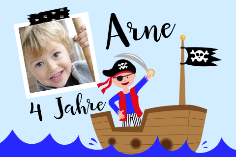 Coole Einladung Kindergeburtstag 4 Jahre Pirat
